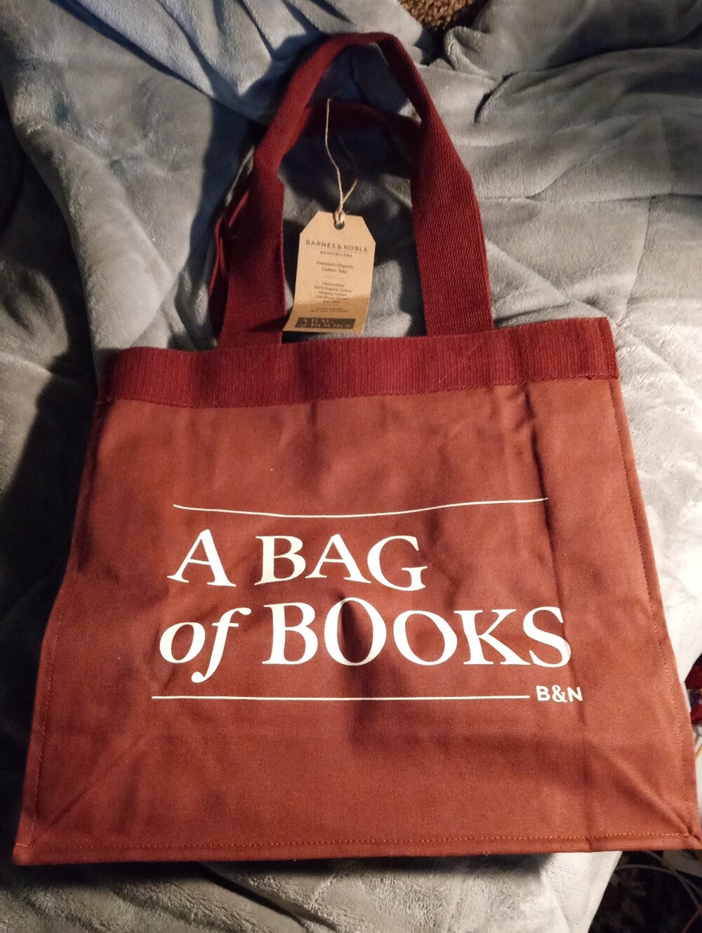 Barnes & Noble "Bag of Books" Cotton Book Tote Bag 15”x13.5”  maroon With Tags